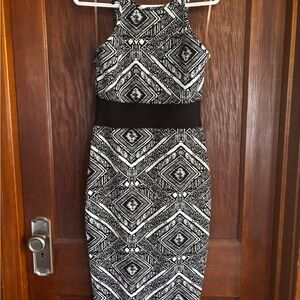 Black and White Geometric Pattern Dress